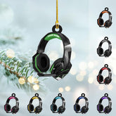 AOVL Custom Gaming Head Phones Ornaments 2024 Gaming Head Phones Light Christmas Ornament Gaming Headphone Flat Christmas Ornament Headphone Ornament Headphone Ornament Gift Christmas Tree Decor (HP2)